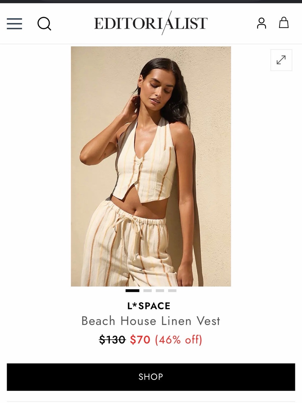 L’space beach house linen blend vest top
